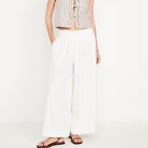 Old Navy Mid-Rise Linen-Blend Super Wide-Leg Palazzo Pants Size PETITE X-Small